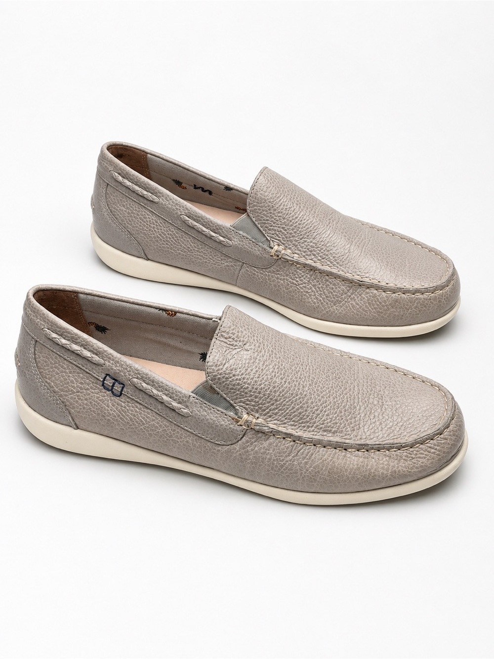 Tommy Bahama Men’s 9 Thackary Leather Slip-On Loafers Comfort Casual Shoes Gray